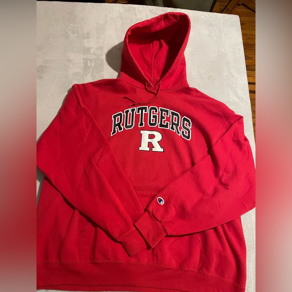 Champion Rutgers University Scarlet Knights Spell Out Hoodie Mens XXL 2XL